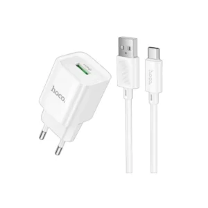 Hoco C145A QC 18W Mini Charger with USB-A to Type-C Cable