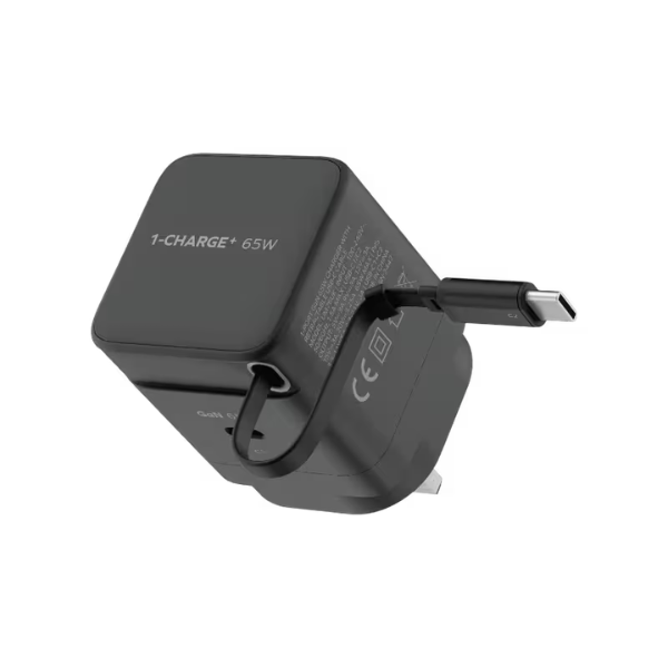 Momax 1-Charge+ 65W GaN Charger with Retractable Cable Momax 1-Charge+ 65W GaN Charger with Retractable Cable
