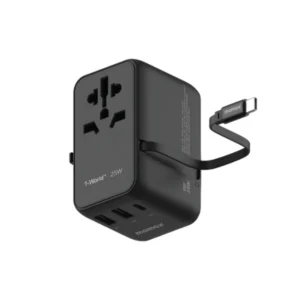 Momax 1-World+ 25W 3-Port Travel Charger with Built-In USB-C Cable